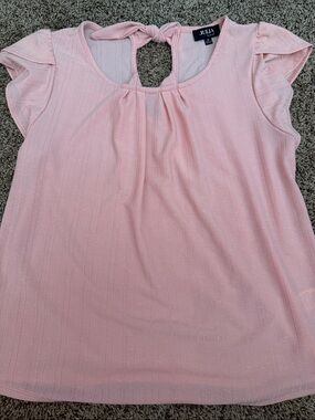 love J Light Pink Tie-Back Flutter Sleeve Blouse